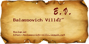 Balassovich Villő névjegykártya